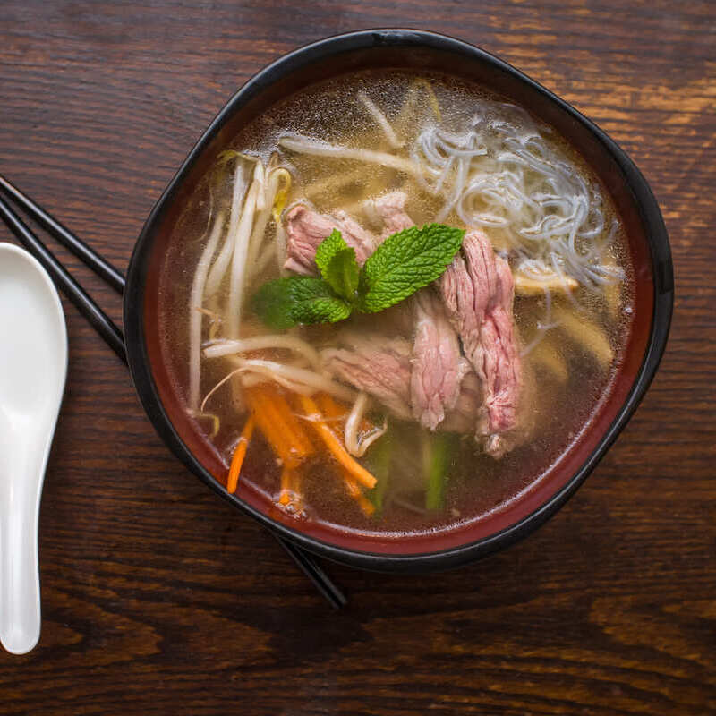 A Bowl Of Pho, Vietnamese Traditional Beef Soup With Noodles, Vietnam, Southeast Asia