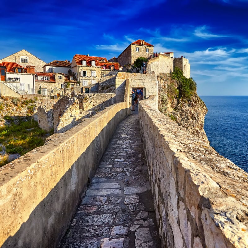 Dubrovnik Old Town roofs at sunset