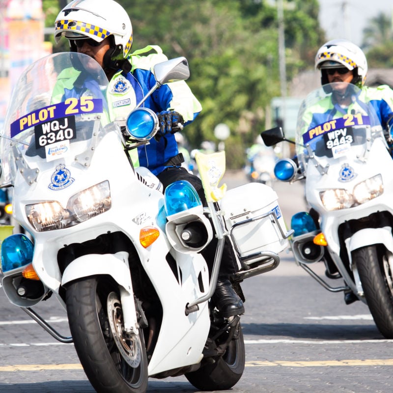 Malaysia police on motorbikes 