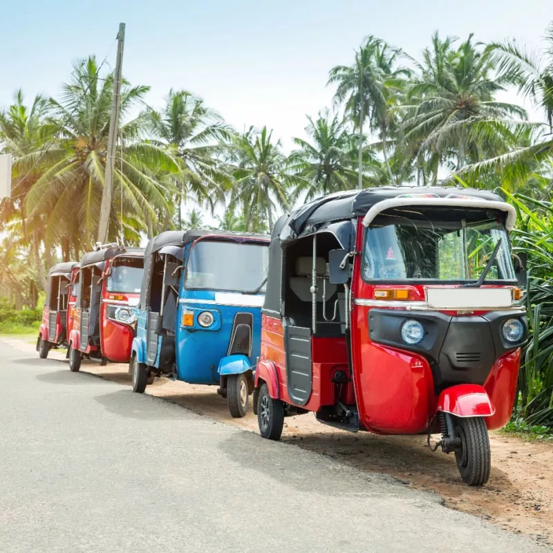 Tuktuk taxi on road of Sri Lanka Ceylon