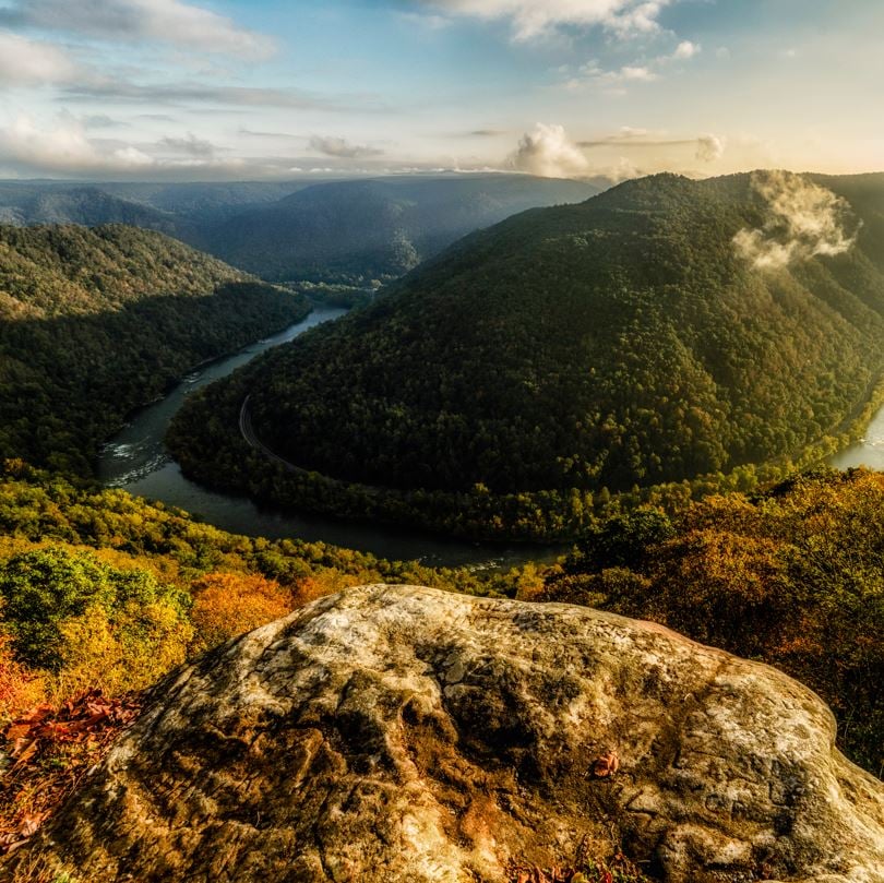 green valley with river