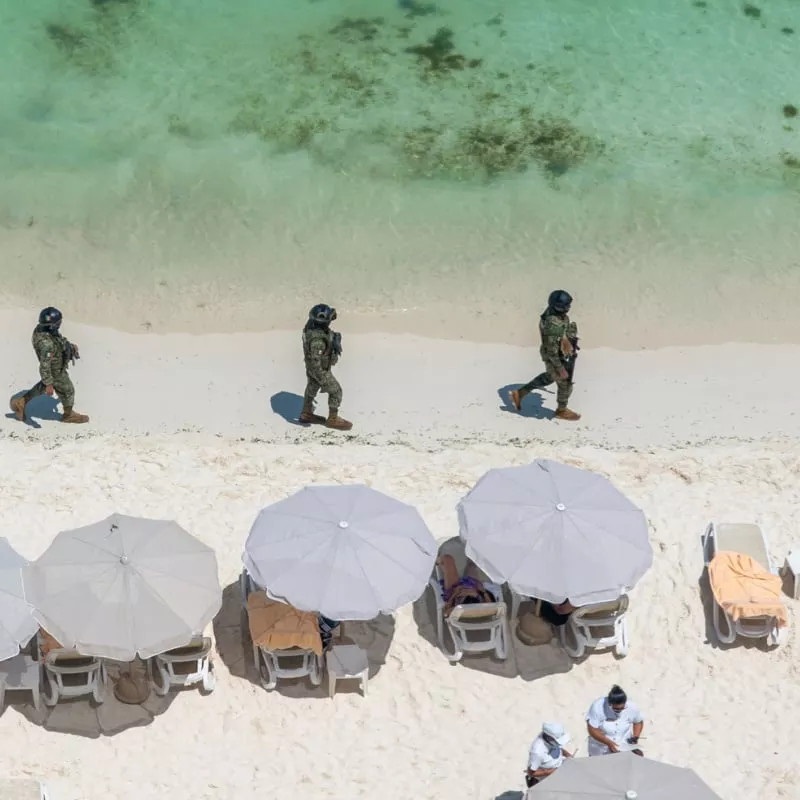 aerial view of military in cancun