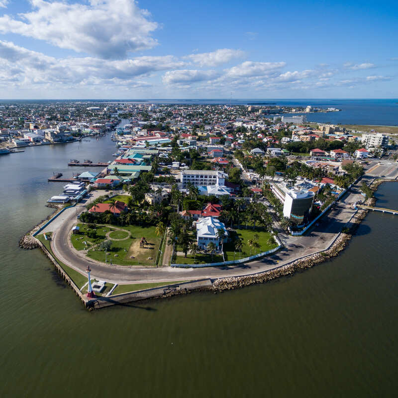 Aerial View Of Belize City Citscape, Belize, Central America