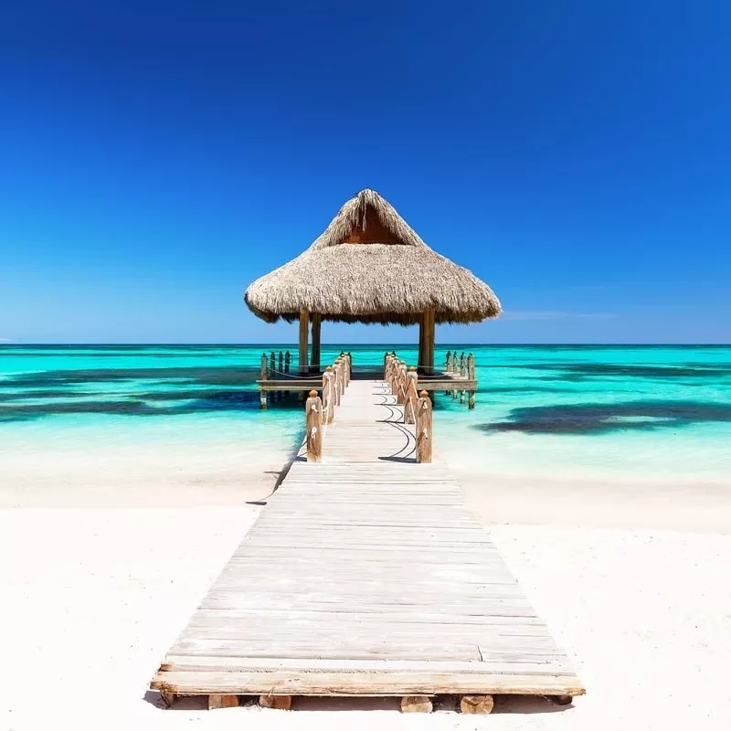 Gazebo Stretching Out Into The Caribbean Sea In Punta Cana, Dominican Republic, Latin America