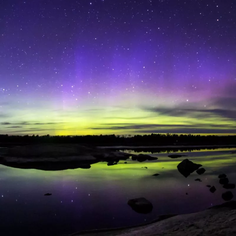 northern lights seen in Voyageurs National Park, Minnesota