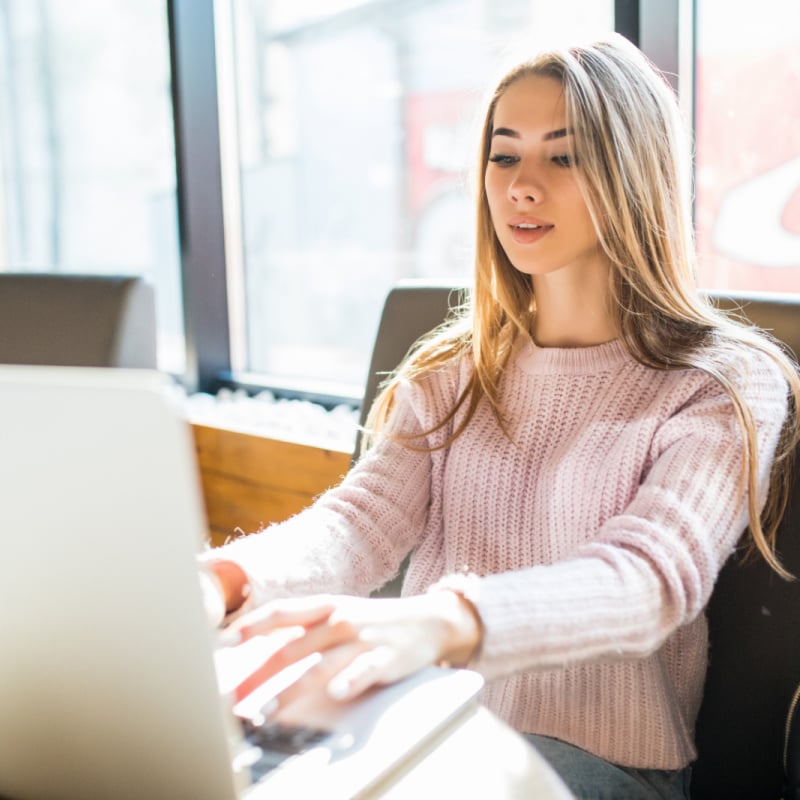 Woman working on laptop