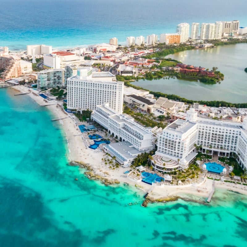 aerial view of Cancun, Mexico