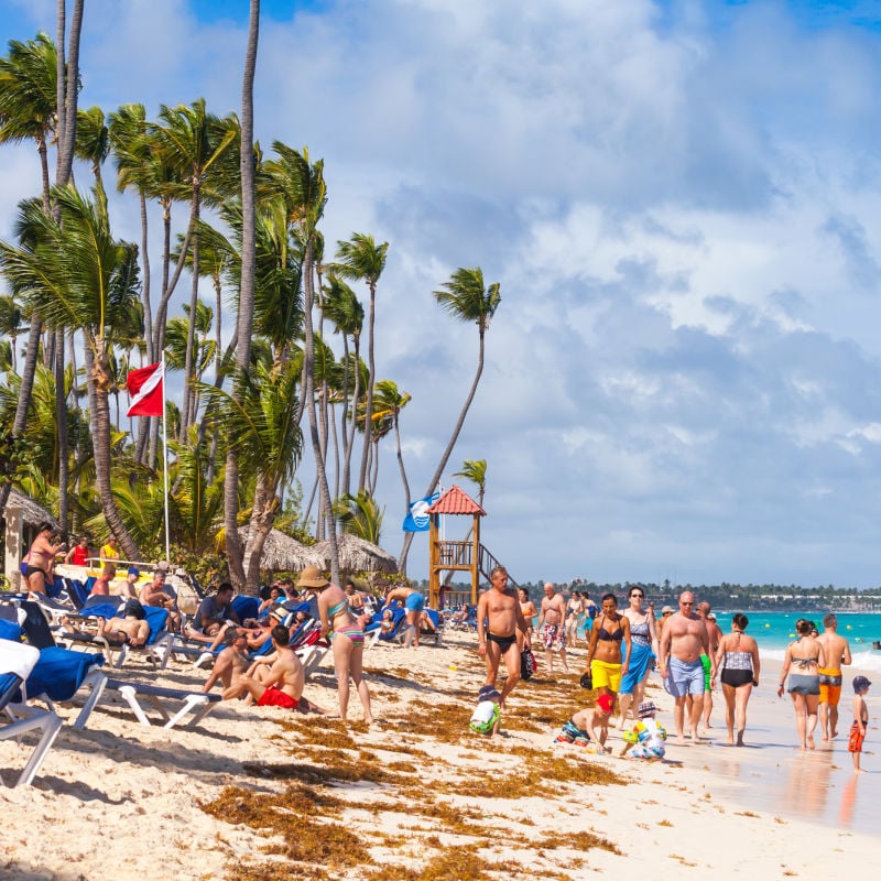 Crowds On a Punta Cana Beach, Dominican Republic, Caribbean Sea