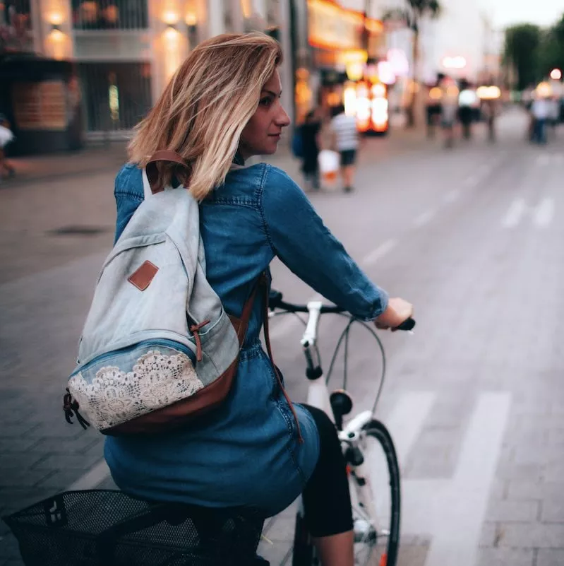 woman cycling in Vienna, Austria