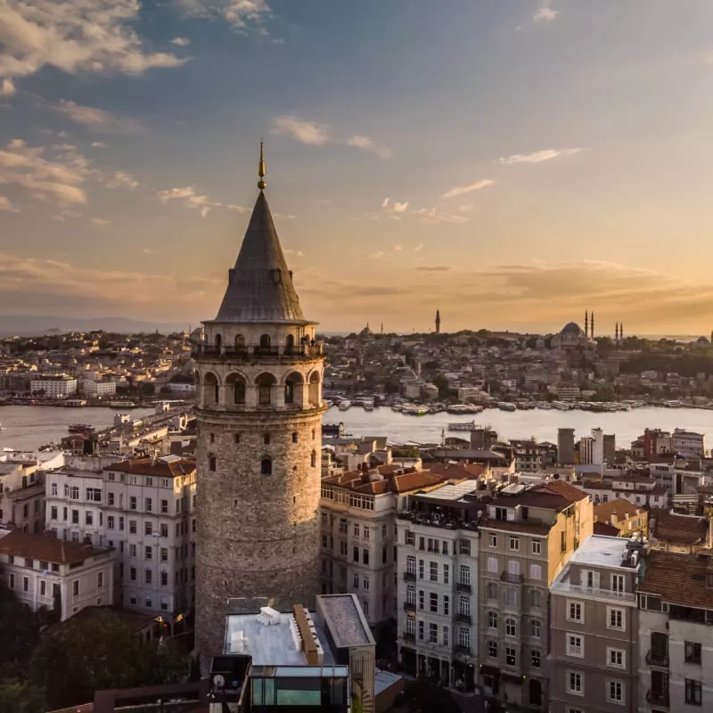 Aerial View Of Galata Tower In The Beyoglu District Of Istanbul, European Side, Middle East