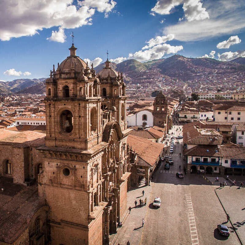 Aerial View Of The Cusco Cathedral In UNESCO Listed Cusco, Peru, South America