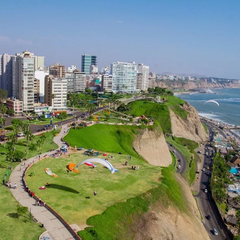 Aerial View Of The Coast In Lima, Peru, South America