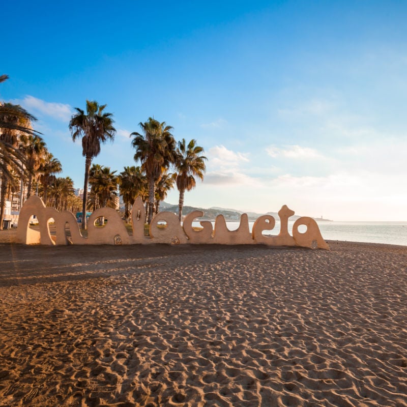 La Malagueta public beach in Malaga, Spain