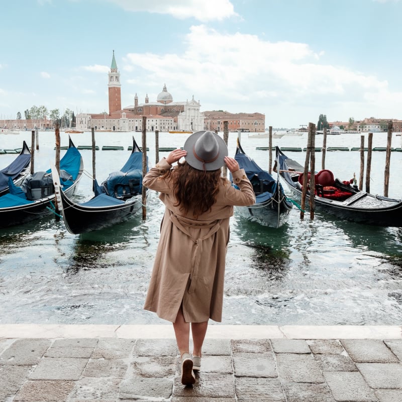 Woman in Venice in Fall