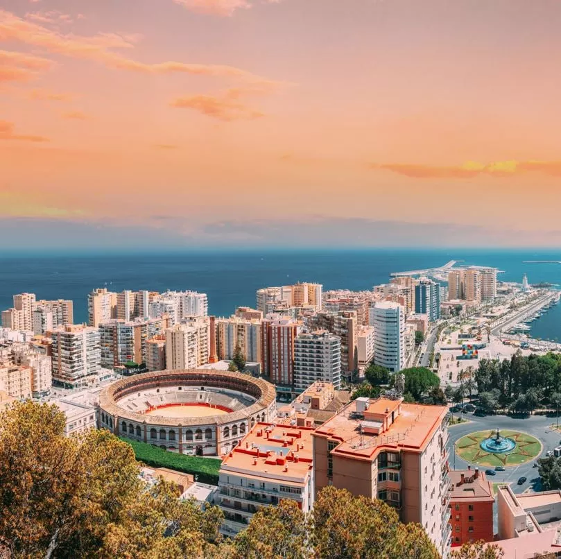 aerial view of malaga coast