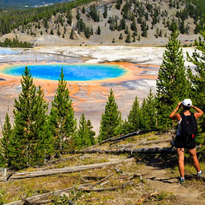 hiker in yellowstone national park