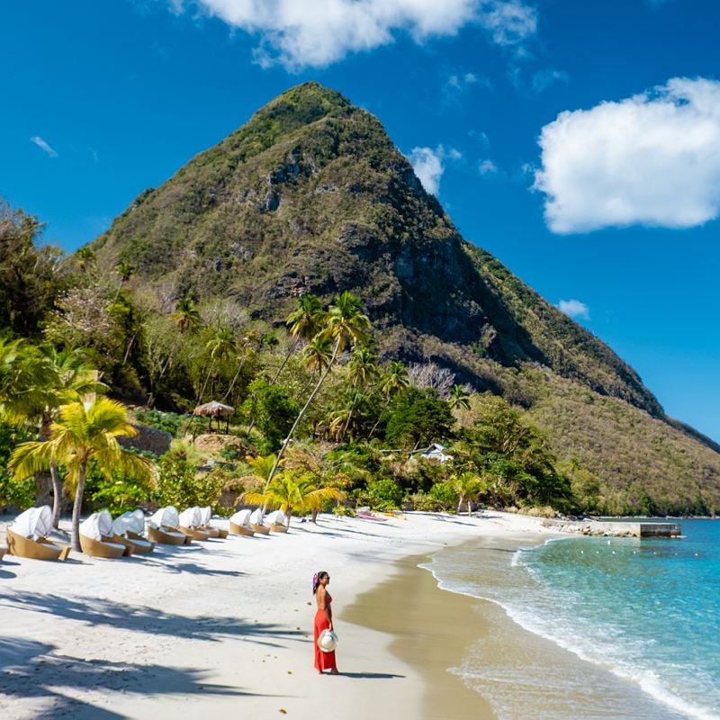 woman beach saint st lucia