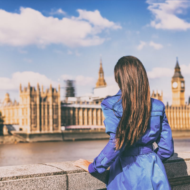 woman in coat in london