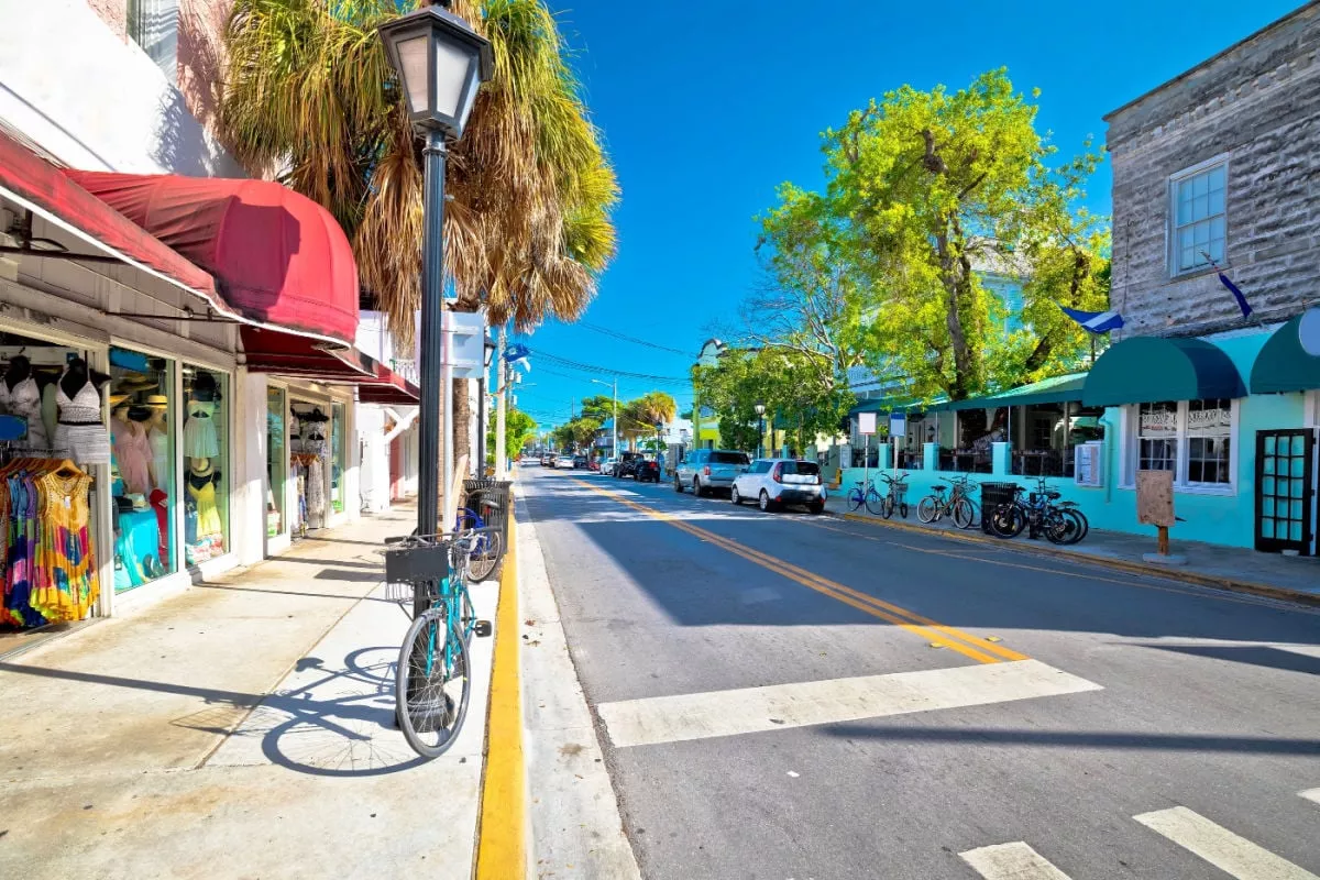 Key West famous Duval street view, south Florida Keys, United states of America