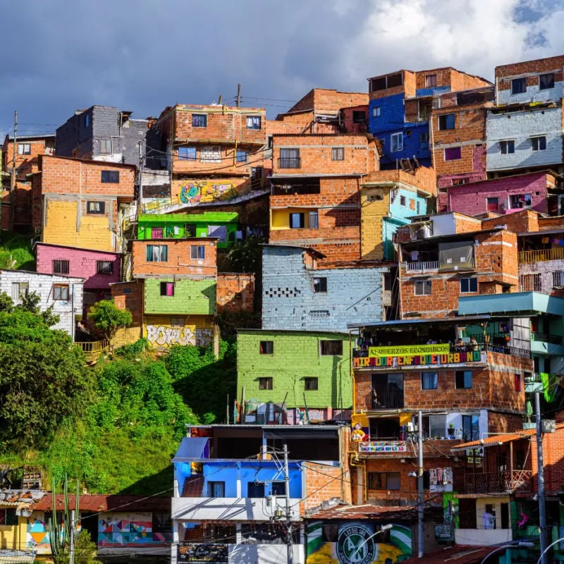 A colorful neighborhood in Medellin Colombia