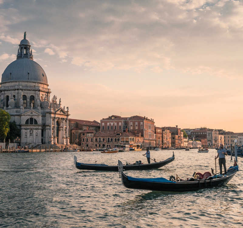 Channel in venice with boats