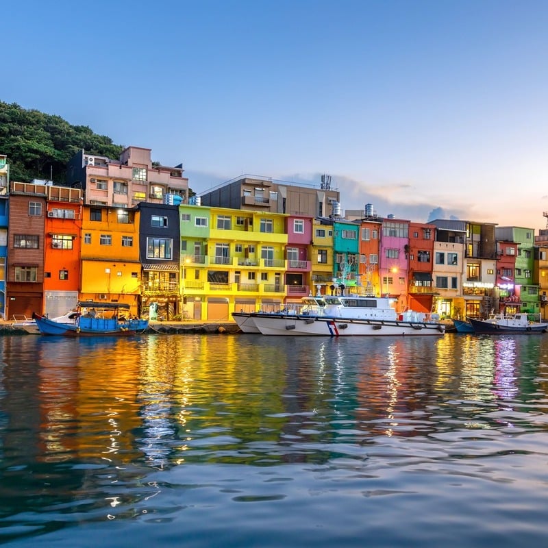 Colorful Zhengbin Fishing Port In Taiwan, East Asia