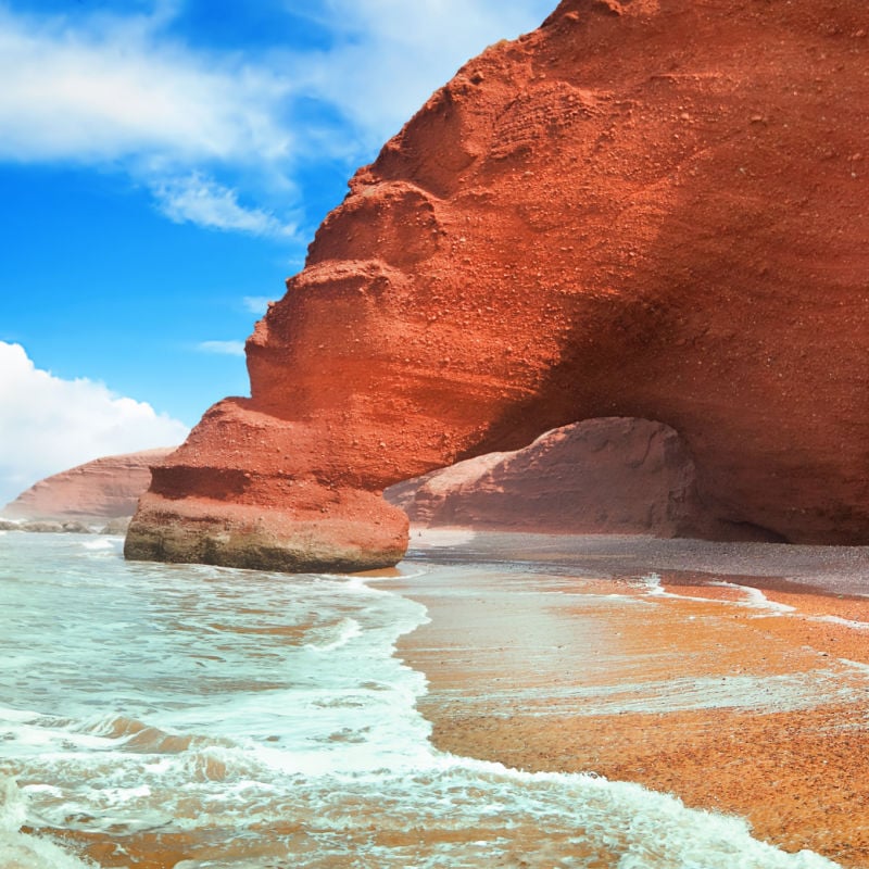 Legzira beach with famous rock formation morocco