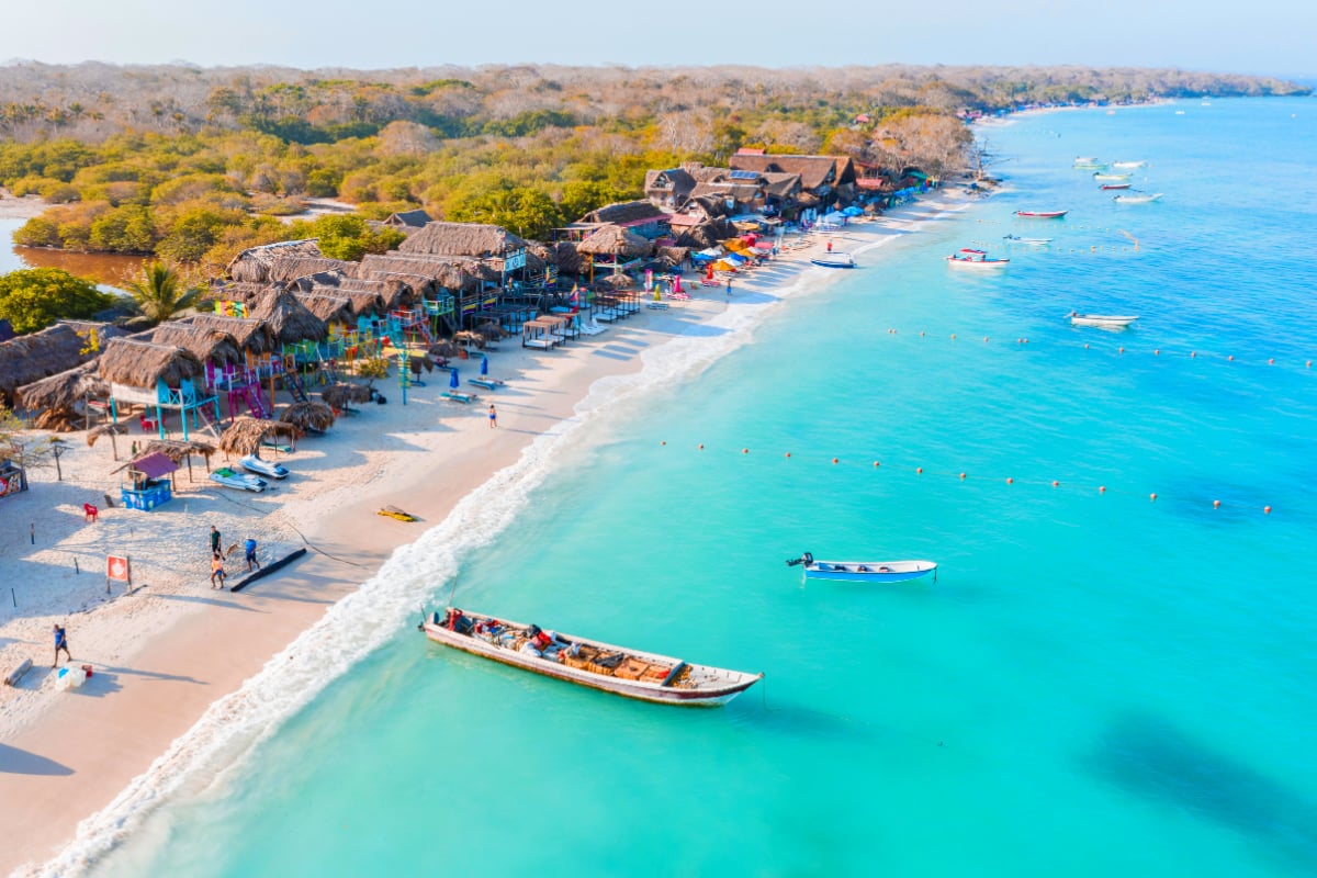 Aerial view of Baru beach in Colombia