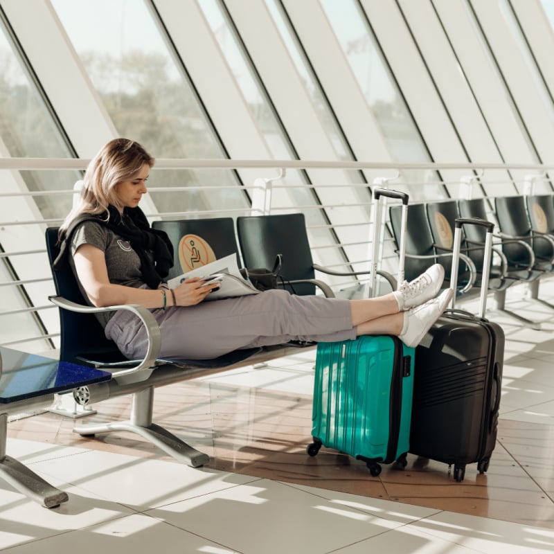 Woman Waiting On Delayed Flight