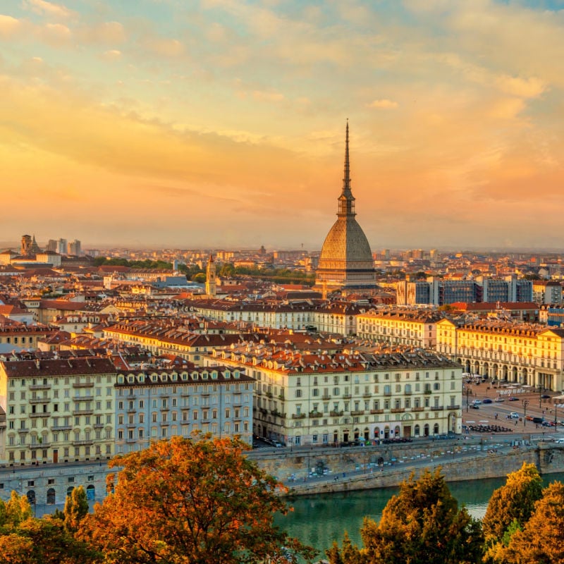 aerial view of Turin, italy