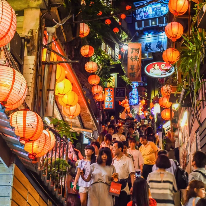 Crowded Street In Taipei, Taiwan, East Asia