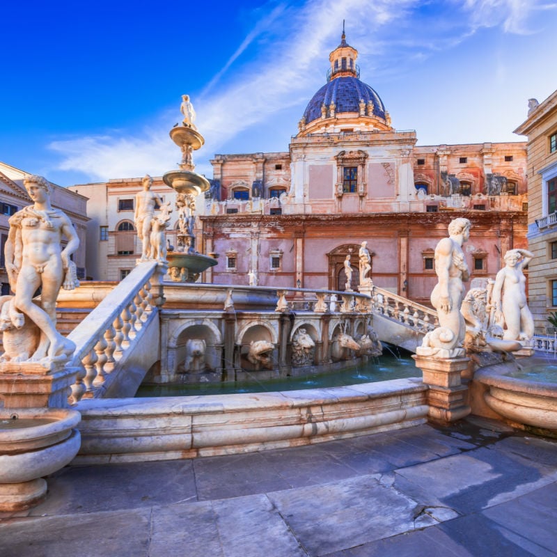 palermo italy architecture at sunset