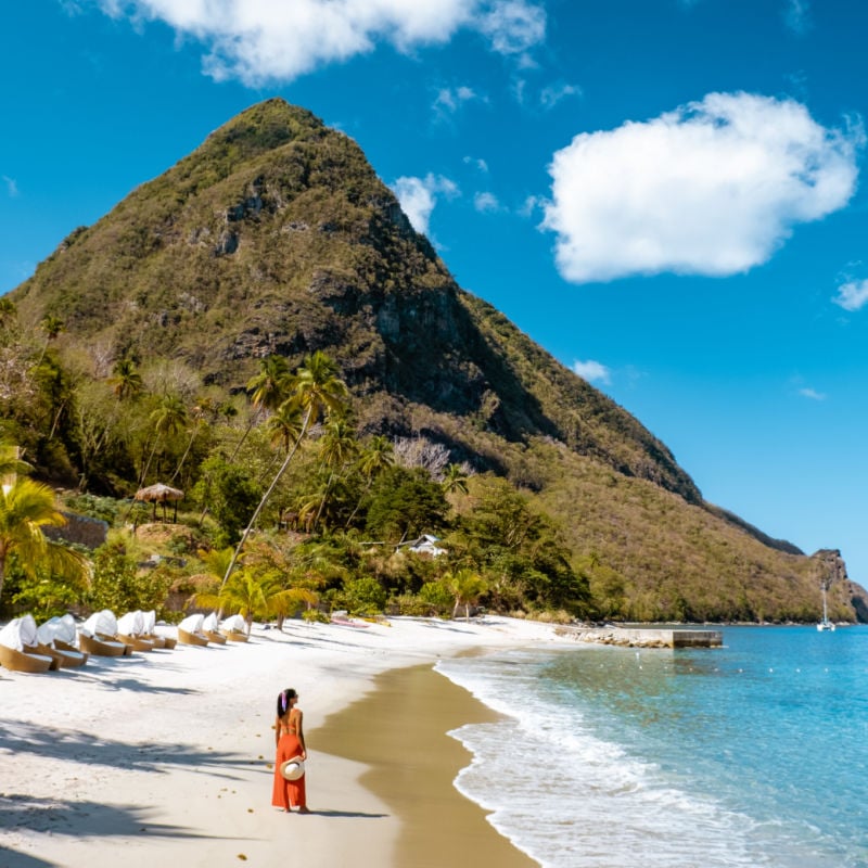 saint lucia woman on beach