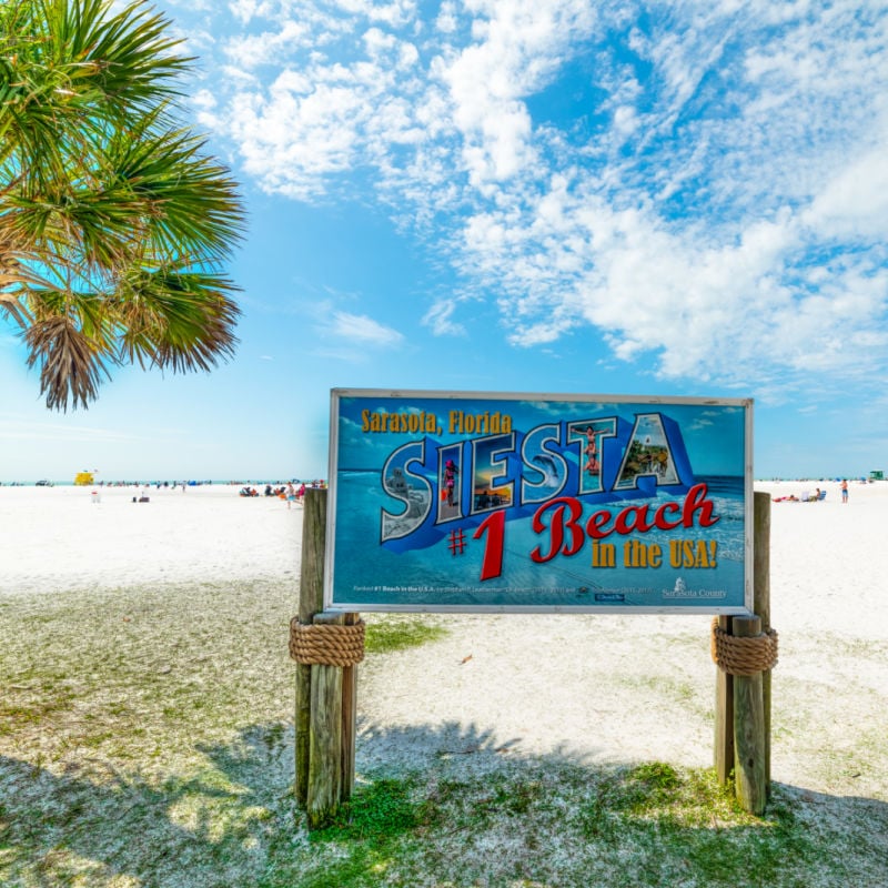 siesta keys beach sign