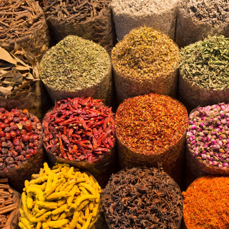 spices being sold in market in marrakesh morocco