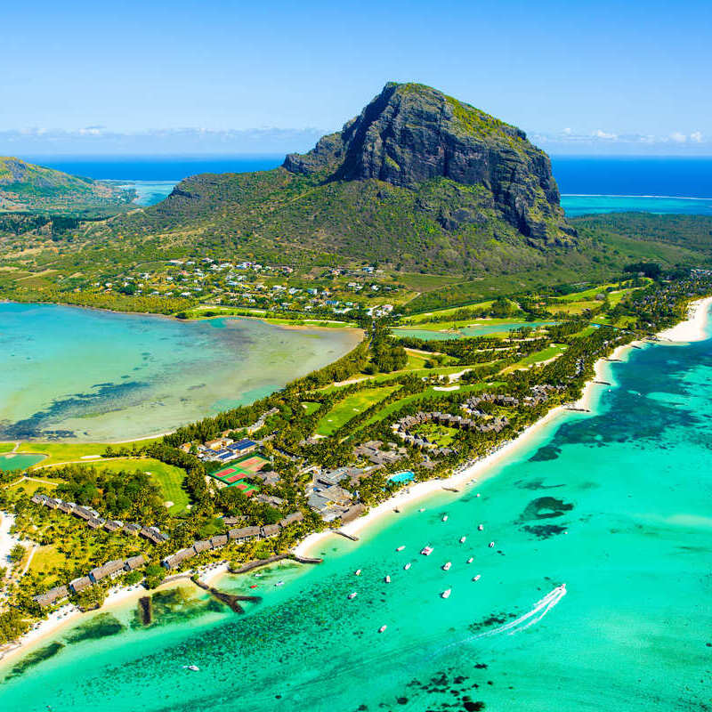 Aerial View Of Mauritius, An Island Country In The Indian Ocean, Off The Coast Of East Africa