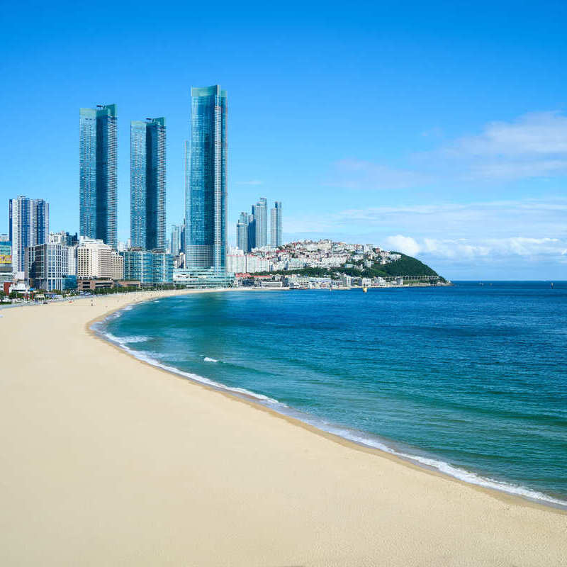 Golden Sand Beach In Busan, A Coastal City In South Korea, East Asia