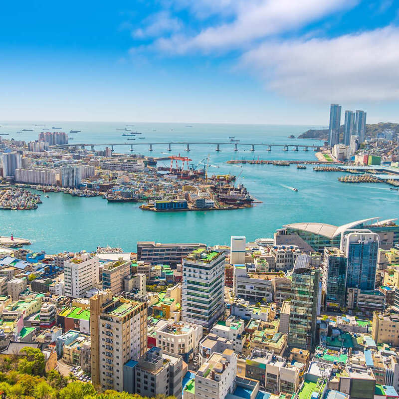 Panoramic View Of Busan, A Coastal City In South Korea, East Asia