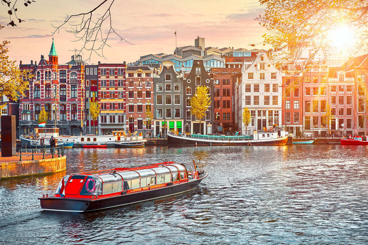 View Of The Main Canal In Amsterdam, Holland, Netherlands