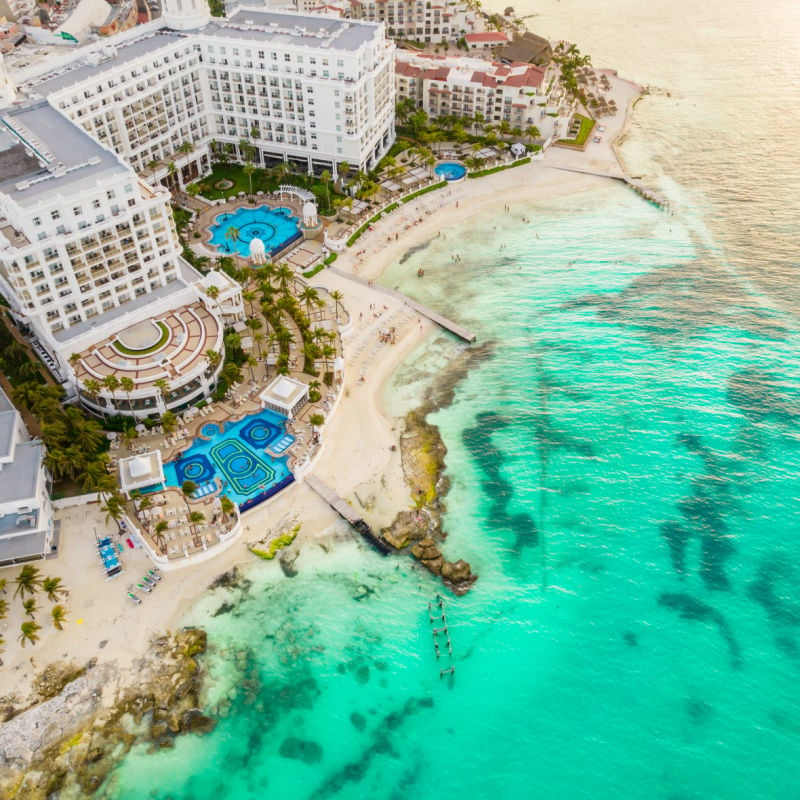 aerial view of a luxury hotel in cancun mexico