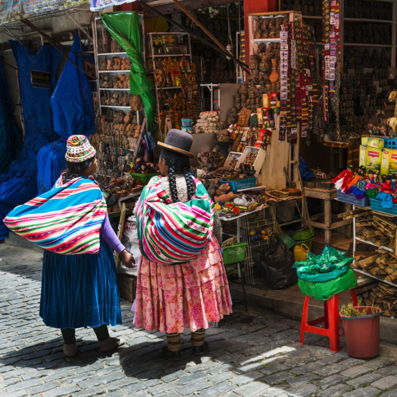 bolivian women at a market