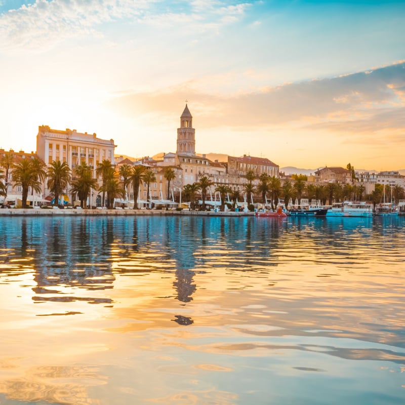 skyline of split in croatia at sunset