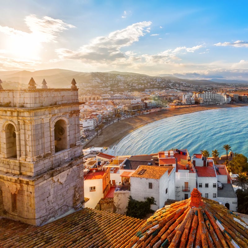 Aerial view over the coast of Valencia Spain