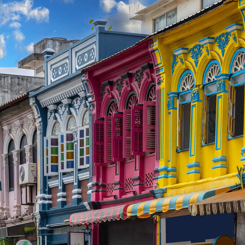 European Inspired Architecture In Old Town Phuket, Phuket City, Thailand, Southeast Asia