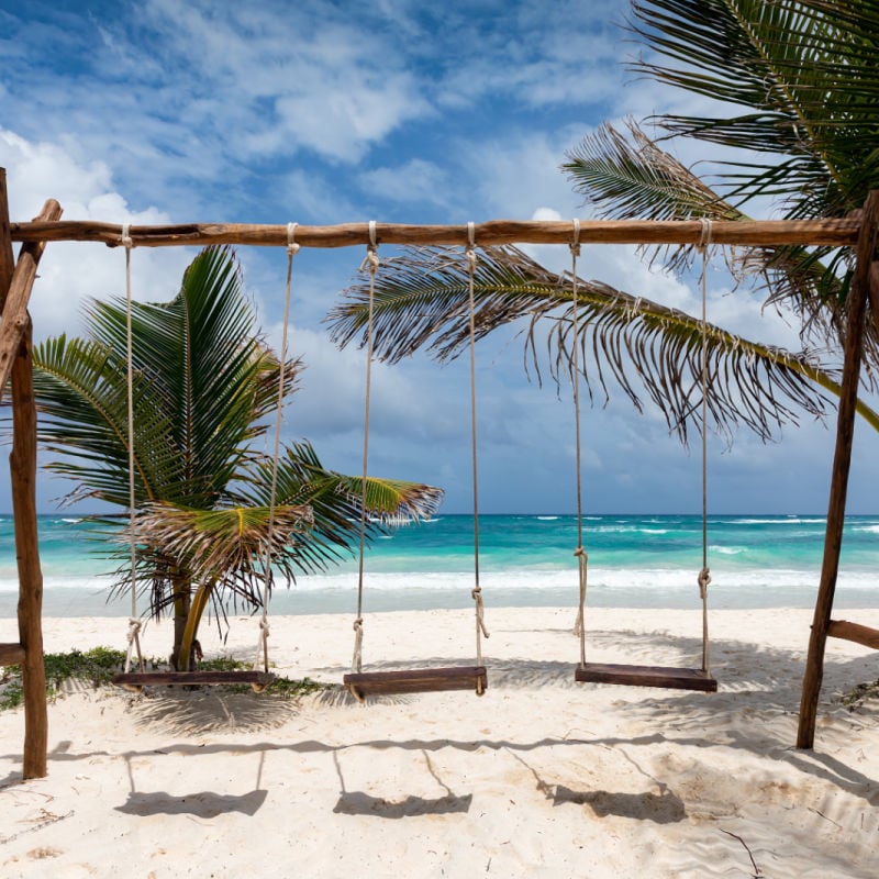 Swings on a Beach in Tulum