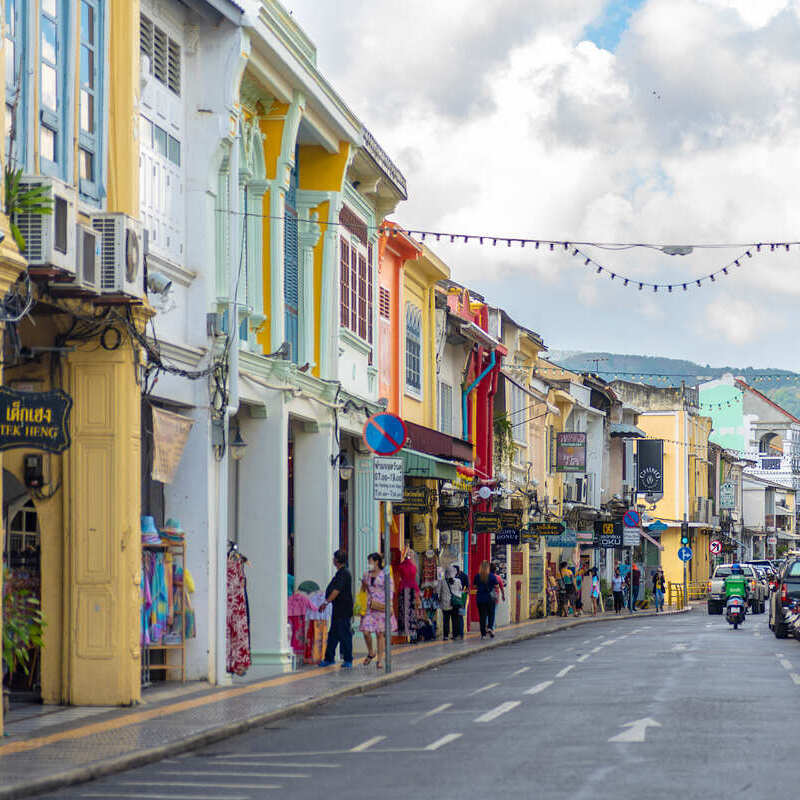 Vibrant Colored Colonial Era Houses In Phuket Town, Capital Of Phuket Island, Thailand, Southeast Asia