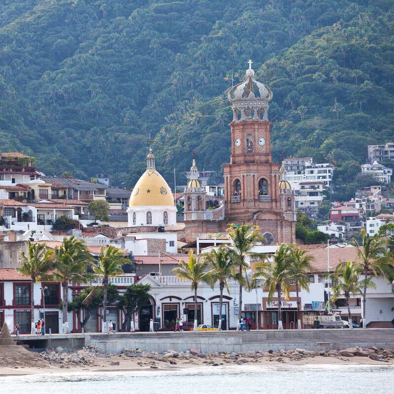 View Of The Cathedral And Old Town In Puerto Vallarta, Mexico