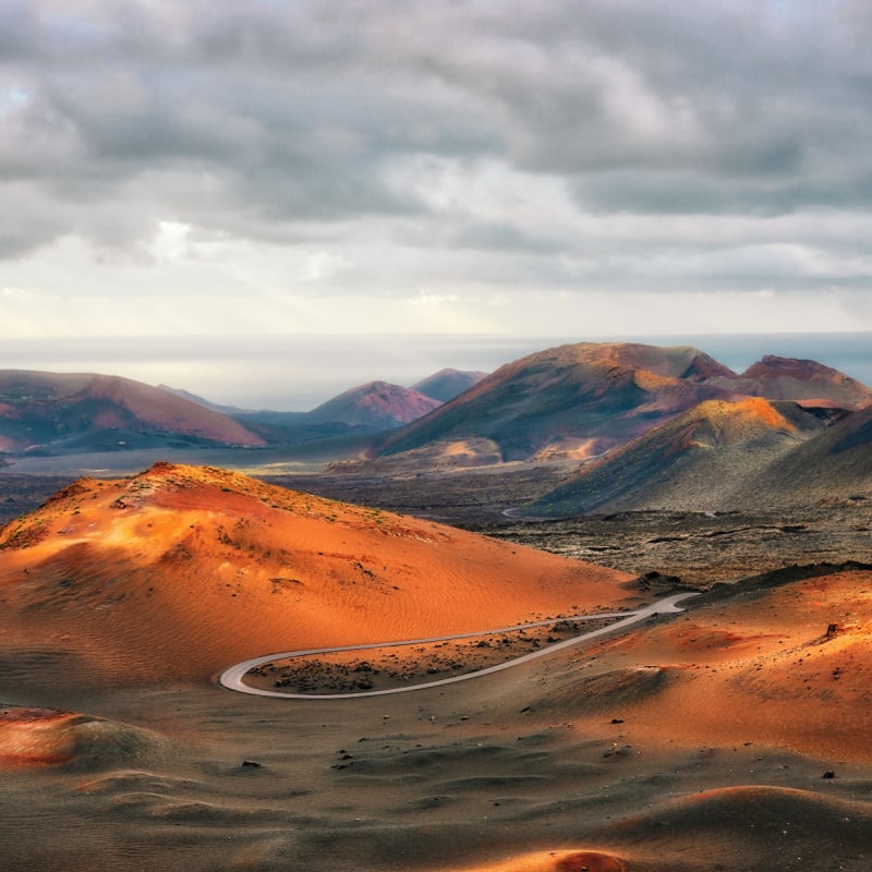 Volcanos in Timanfaya National Park on Lanzarote, Spain