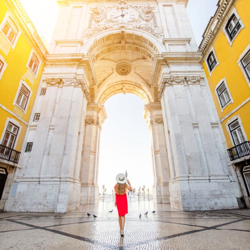 solo female traveler explores lisbon portugal