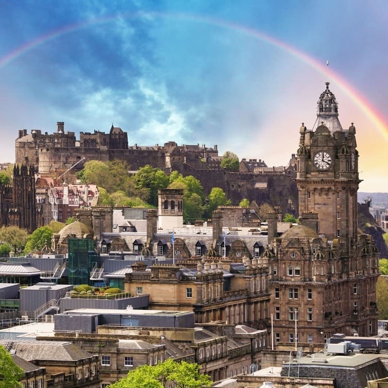 Edinburgh Skyline Seen From Calton Hill, Scotland, United Kingdom